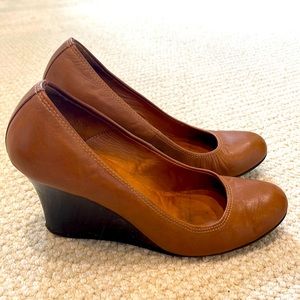 Lanvin brown leather wedges.